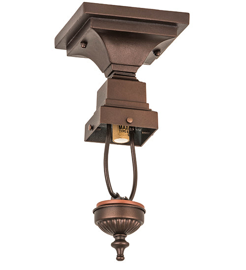 5"Sq Mahogany Bronze 1 Lt Inverted Flushmount Hardware