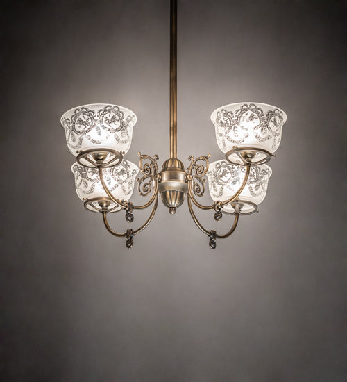 27" Wide Revival Gas & Electric 4 Light Chandelier