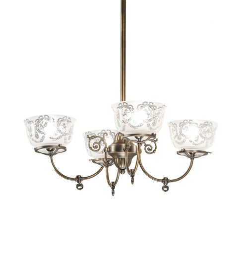 27" Wide Revival Gas & Electric 4 Light Chandelier