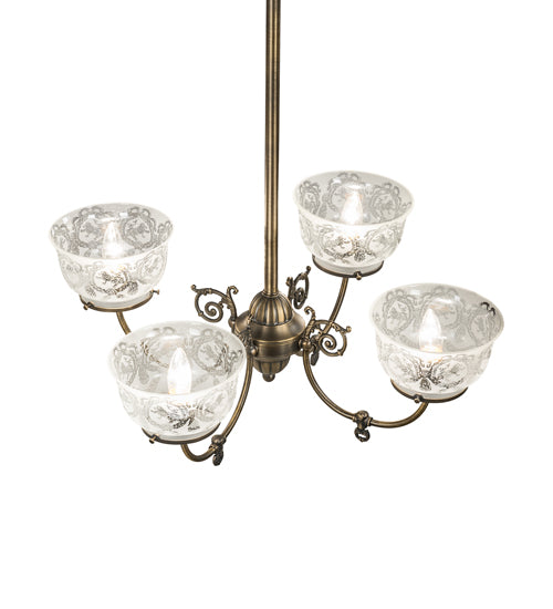 27" Wide Revival Gas & Electric 4 Light Chandelier