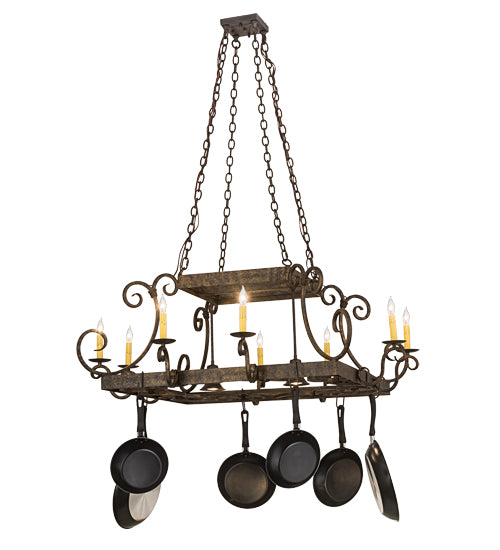 56" Wide Caiden 10 Light Pot Rack