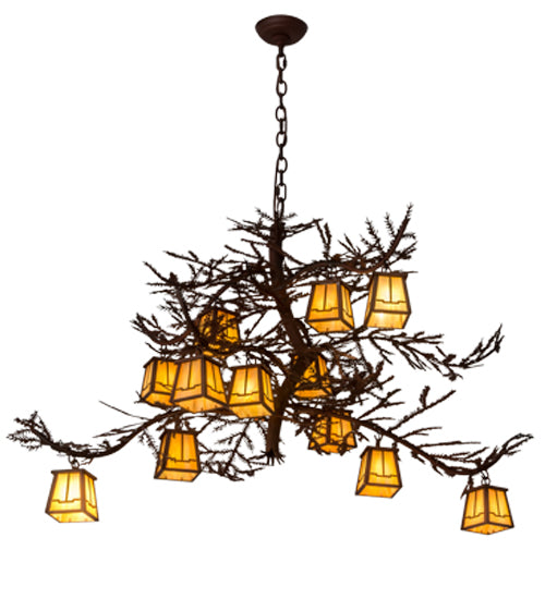 54"W Pine Branch Valley View 12 Lt Chandelier