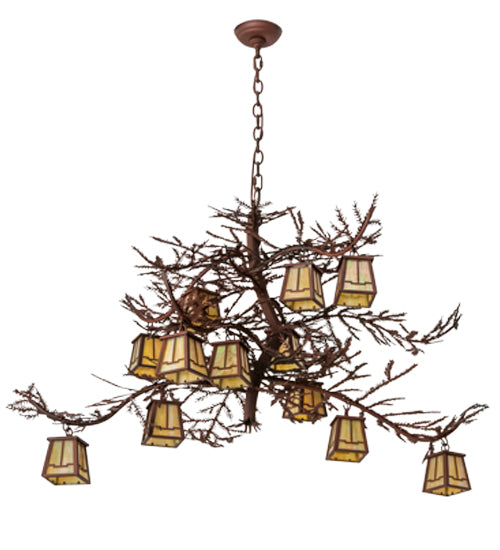 54"W Pine Branch Valley View 12 Lt Chandelier