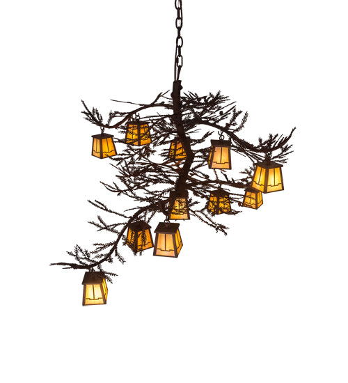 54"W Pine Branch Valley View 12 Lt Chandelier