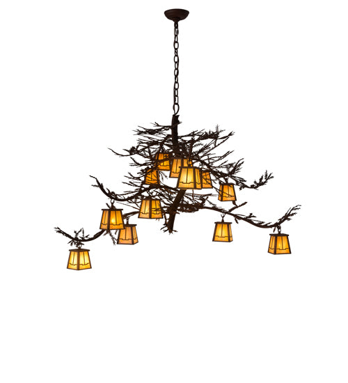 54"W Pine Branch Valley View 12 Lt Chandelier