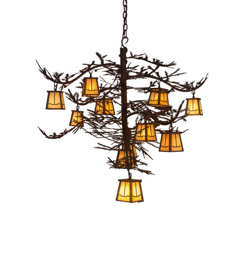 54"W Pine Branch Valley View 12 Lt Chandelier