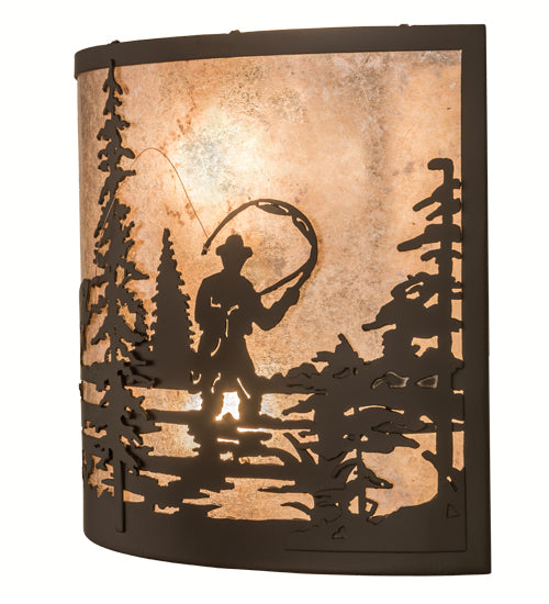 16"W Fly Fishing Creek Wall Sconce