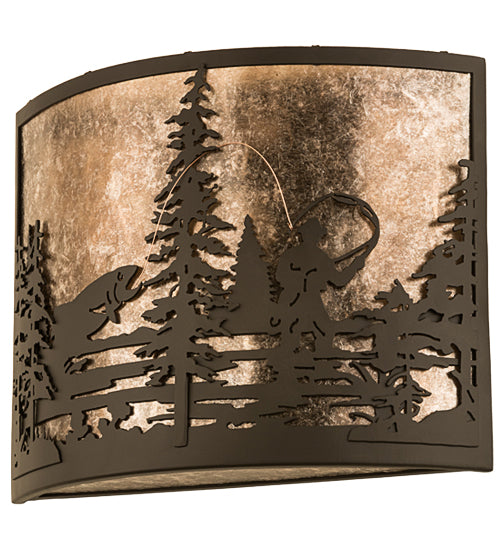 14" Wide Fly Fishing Creek Wall Sconce