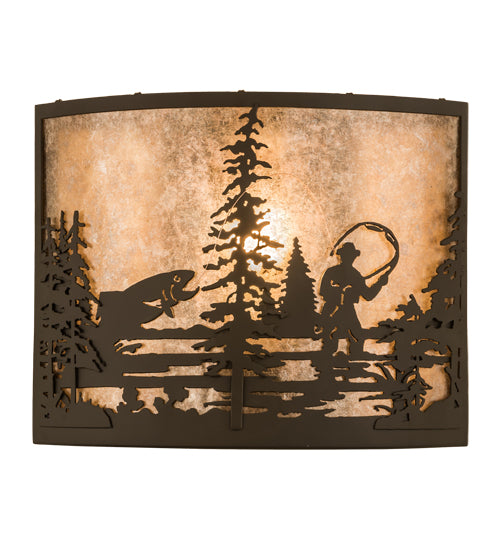 14" Wide Fly Fishing Creek Wall Sconce