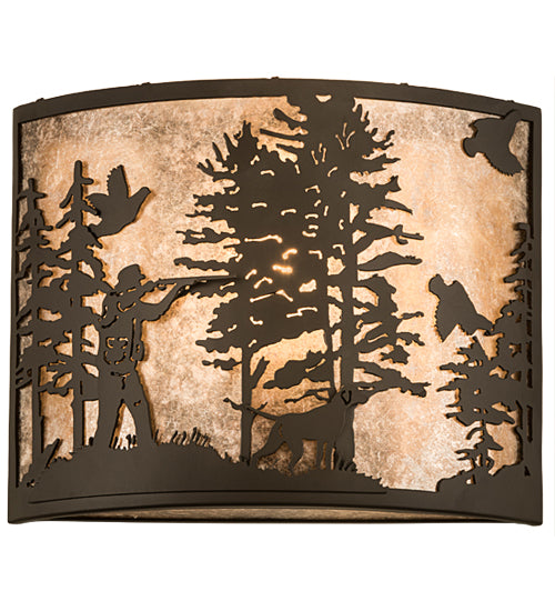 14" Wide Quail Hunter W/Dog Wall Sconce