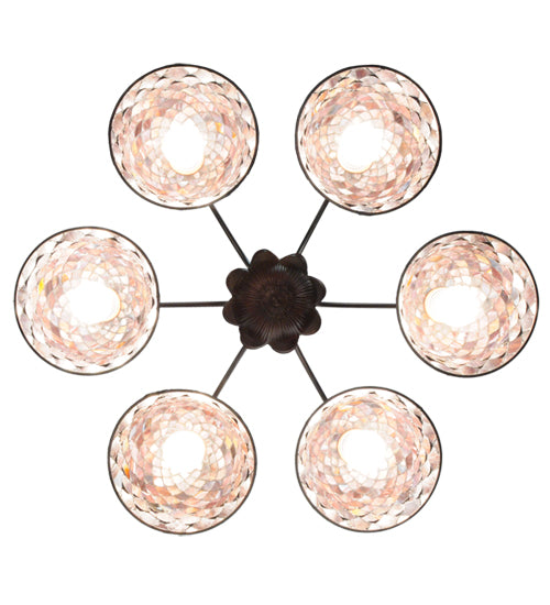 31"W Tiffany Fishscale 6 Lt Chandelier