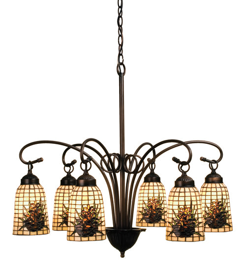 28" Wide Pine Barons 6 Lt Chandelier