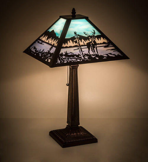 22" High Deer At Lake Table Lamp