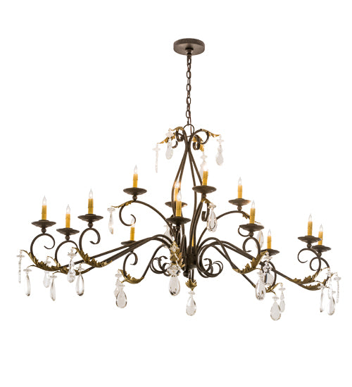 62" Long Windsor 14 Light Oblong Chandelier