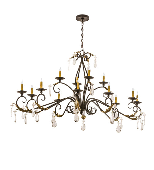 62" Long Windsor 14 Light Oblong Chandelier