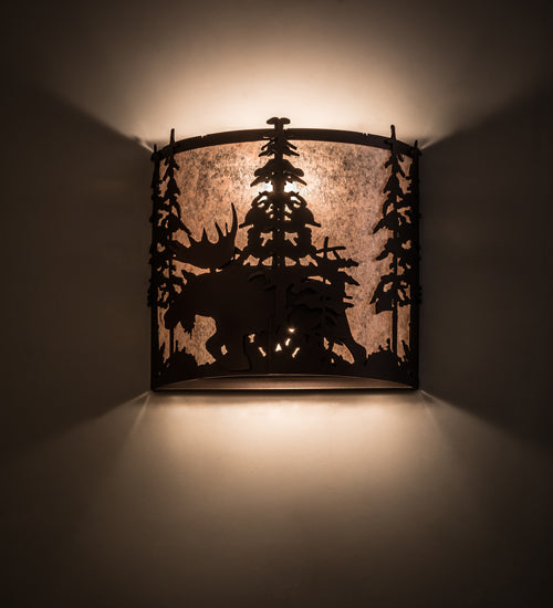 12"W Moose At Dusk Wall Sconce