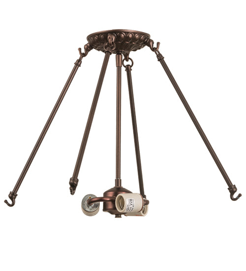 24"W Mahogany Bronze 3 Lt Semi-Flushmount Hardware