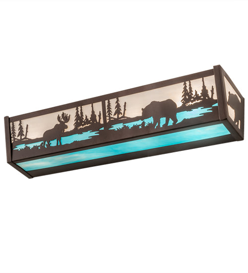 24"W Moose & Black Bear Vanity Light