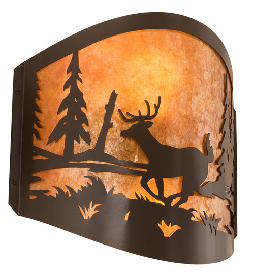 11" Wide Deer At Lake Wall Sconce