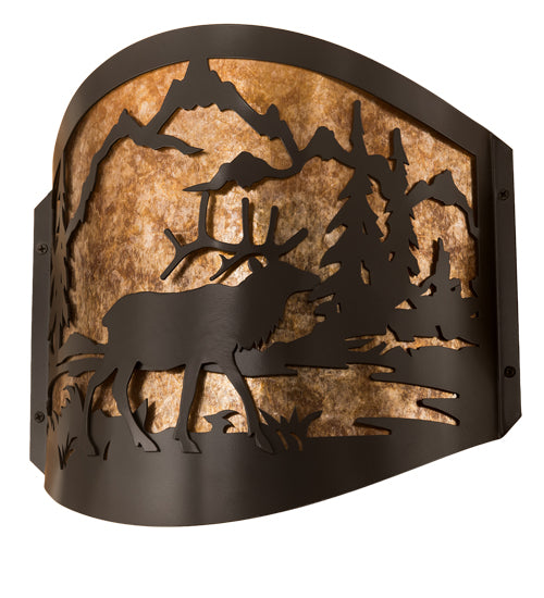 11" Wide Elk At Lake Wall Sconce