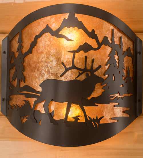 11" Wide Elk At Lake Wall Sconce