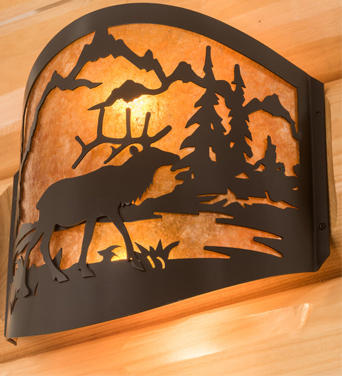 11" Wide Elk At Lake Wall Sconce