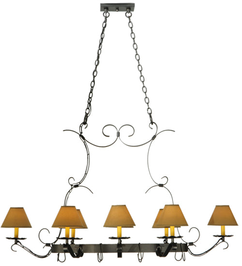 54" Long Laramie 8 Light Pot Rack