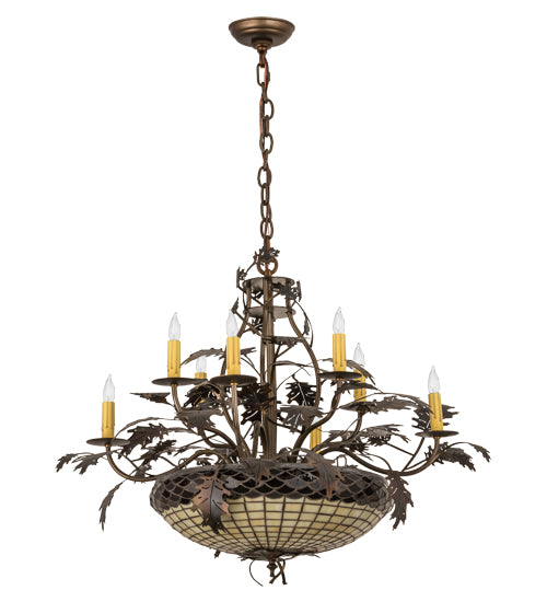 42"W Greenbriar Oak 8 Arm Chandelier