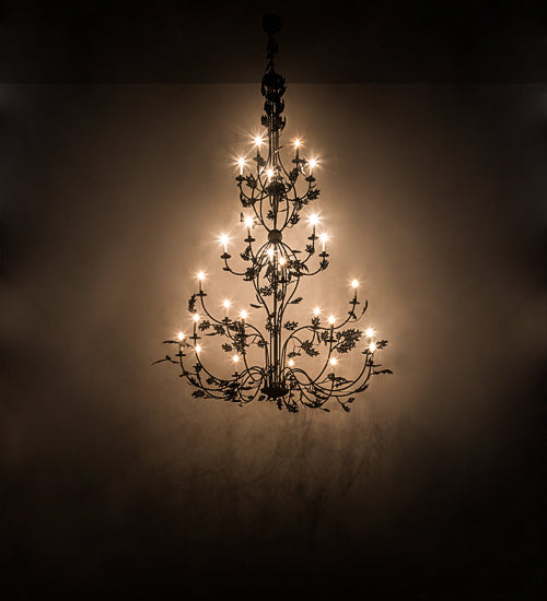 72" Wide Oak Leaf 25 Light Chandelier