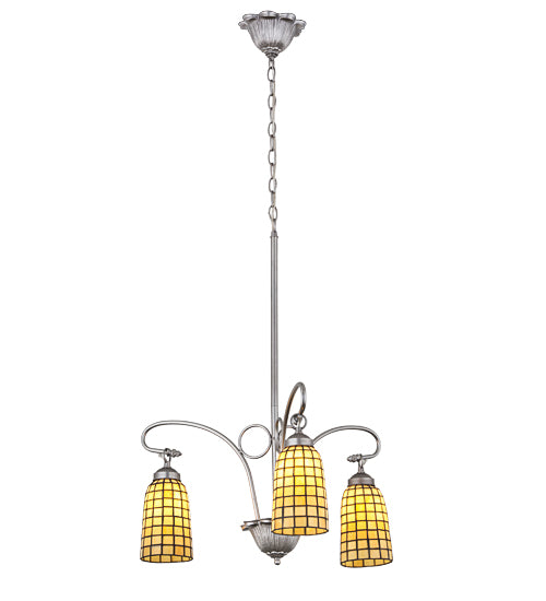 24"W Terra Bone 3 Lt Chandelier