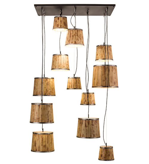 57"L Wine Barrel 12 Lt Cascading Pendant