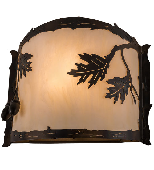 12" Wide Oak Leaf & Acorn Wall Sconce