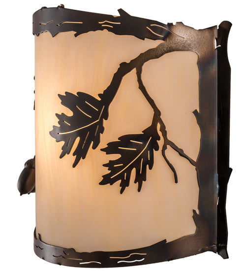 12" Wide Oak Leaf & Acorn Wall Sconce