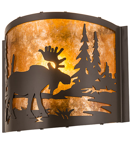 12" Wide Moose At Lake Wall Sconce