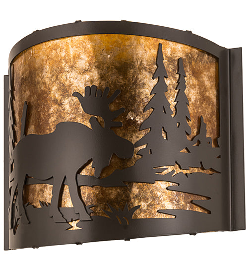 12" Wide Moose At Lake Wall Sconce