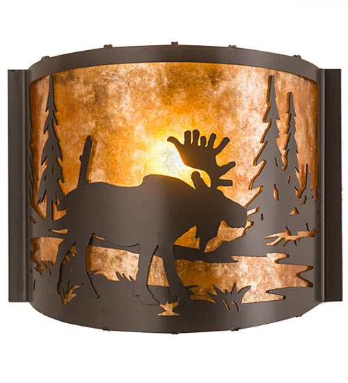 12" Wide Moose At Lake Wall Sconce