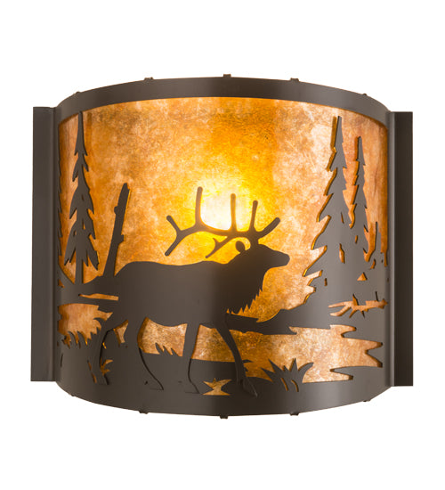 12" Wide Elk At Lake Wall Sconce