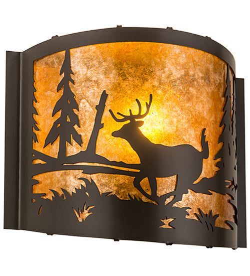 12" Wide Deer At Lake Wall Sconce