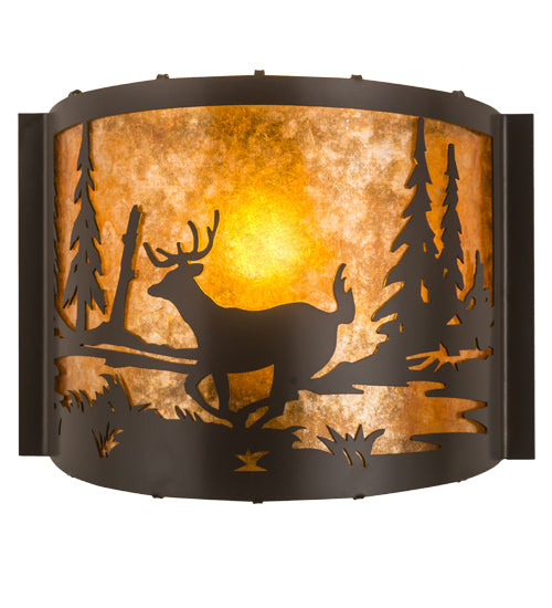 12" Wide Deer At Lake Wall Sconce