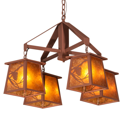 28" Wide Whispering Pines 4 Lt Chandelier