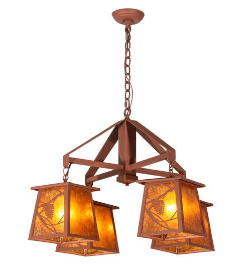 28" Wide Whispering Pines 4 Lt Chandelier