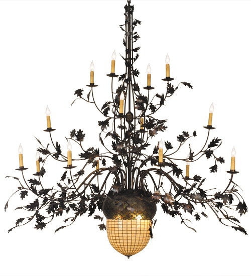 100" Wide Greenbriar Oak 16 Light Chandelier