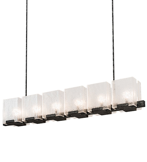 60" Long Ice Cube 6 Light Oblong Chandelier