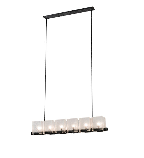 60" Long Ice Cube 6 Light Oblong Chandelier