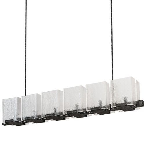 60" Long Ice Cube 6 Light Oblong Chandelier