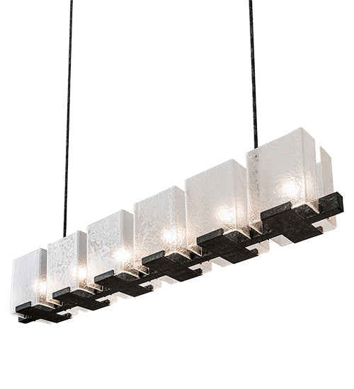 60" Long Ice Cube 6 Light Oblong Chandelier