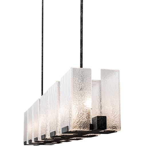 60" Long Ice Cube 6 Light Oblong Chandelier