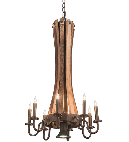 20"W Barrel Stave Madera 8 Lt Chandelier