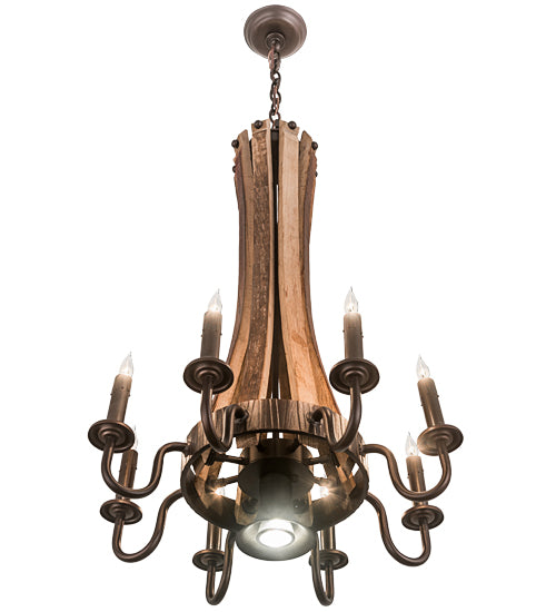 20"W Barrel Stave Madera 8 Lt Chandelier