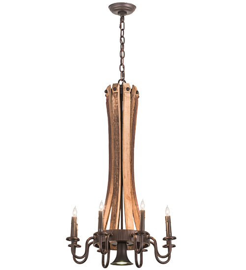 20"W Barrel Stave Madera 8 Lt Chandelier